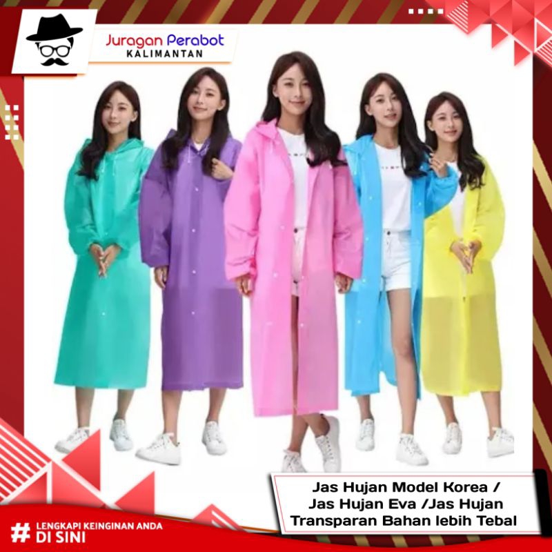 Jas Hujan Ala  Korea / Bahan Tebal bukan tipis/ Jas Hujan EVA / Jas Hujan Transparan
