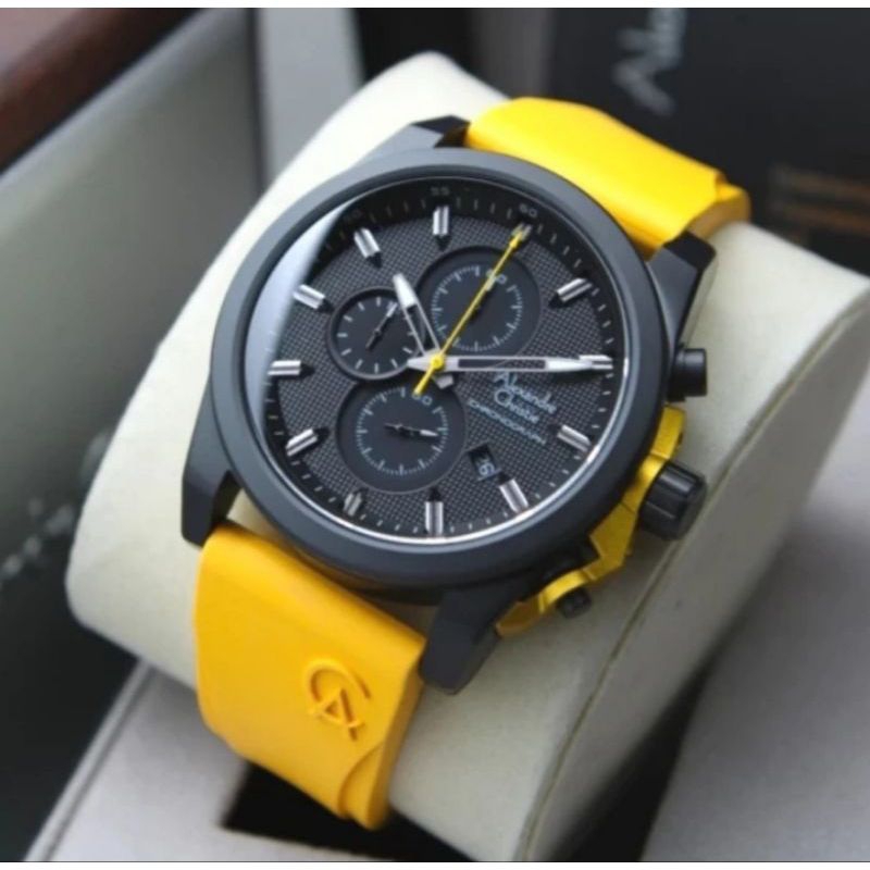 Jam pria original Alexander Christie Ace 6659 MC rubber all stainless