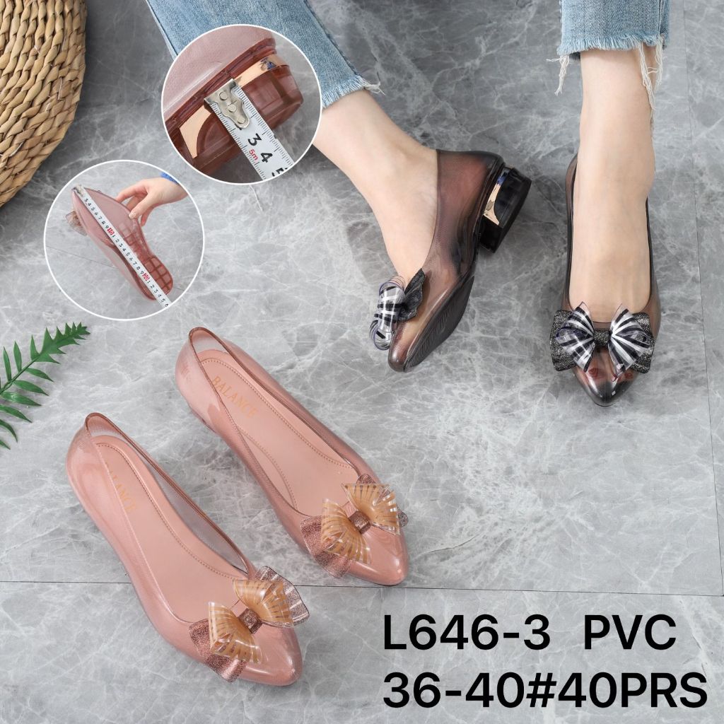 Sandal Fashion Wanita Slip On Transparan Balance Motif Pita Sandal Jelly 646-3