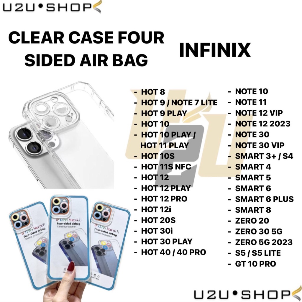 CLEAR CASE SIDED AIRBAG FOR INFINIX NOTE 40/40 PRO NOTE 10/10 PRO NOTE 11/11 PRO NOTE 12 VIP 12 2023