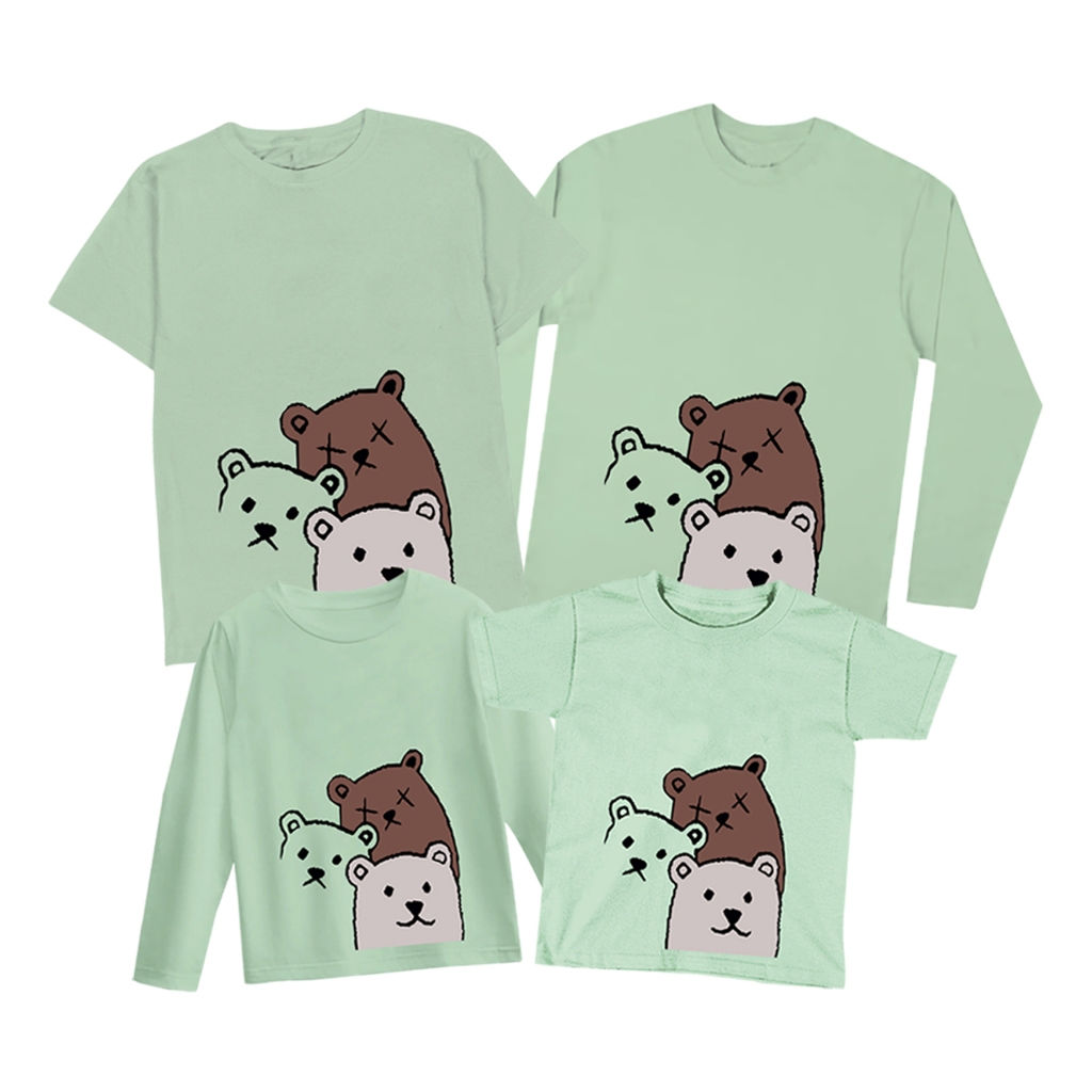 Kaos Lengan Panjang Pendek Couple Keluarga Anak Ibu Ayah Warna SAGE Hijau Mint Demoonkids
