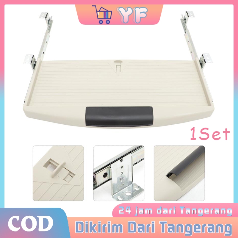 Laci Keyboard Komputer Dan Rel 1Set / Meja Komputer Laci Keyboard Bawah / Rel Rak Penyangga Keyboard