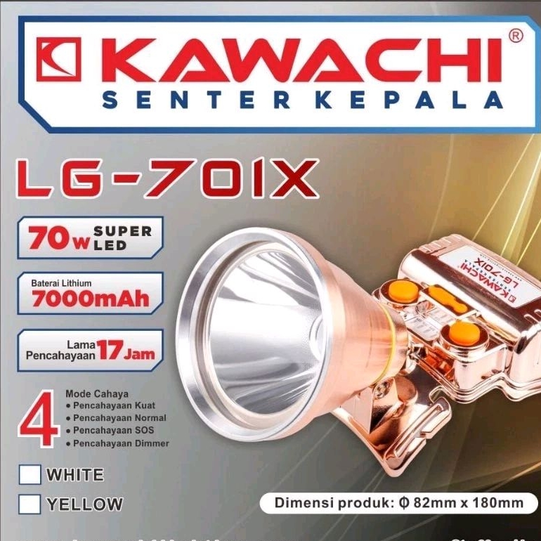Senter Kepala Kawachi LG-701X Daya 70 Watt 7000mAH