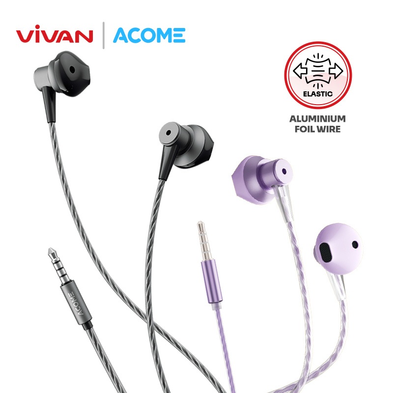 VIVAN X ACOME Wired Earphone Headset AluminumAlloy Garansi Resmi 1 thn AW08