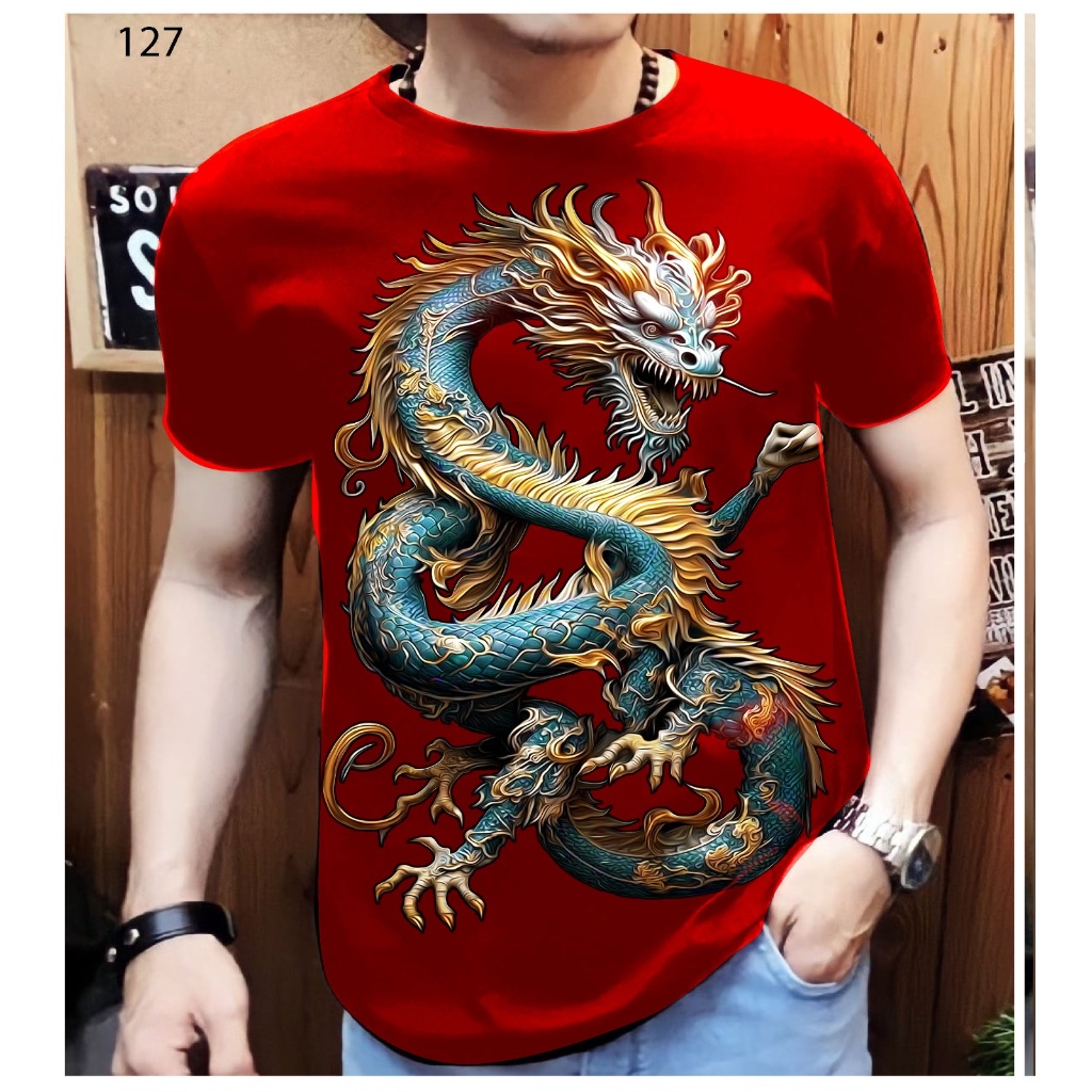 Kaos Merah Distro Pria Naga Raijin