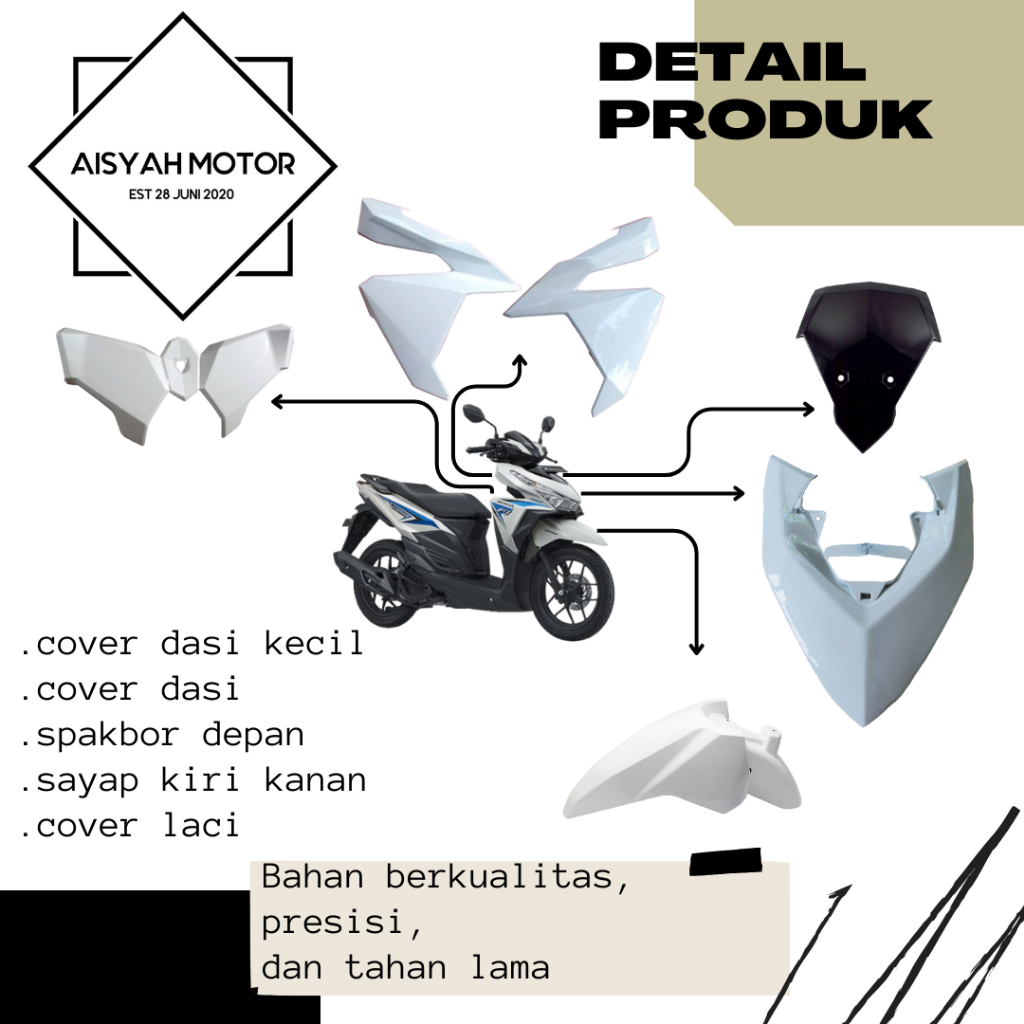 Bodi Bagian Depan Honda Vario 125 Led Dan 150 Led Warna Putih Tahun 2015