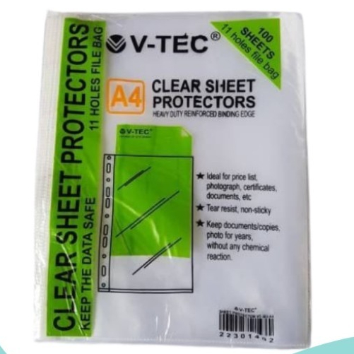 

V-TEC - SHEET CLEAR PROTECTOR / TEMPAT PENYIMPANAN DOKUMEN UKURAN A4 VT-303 ISI 100 LEMBAR