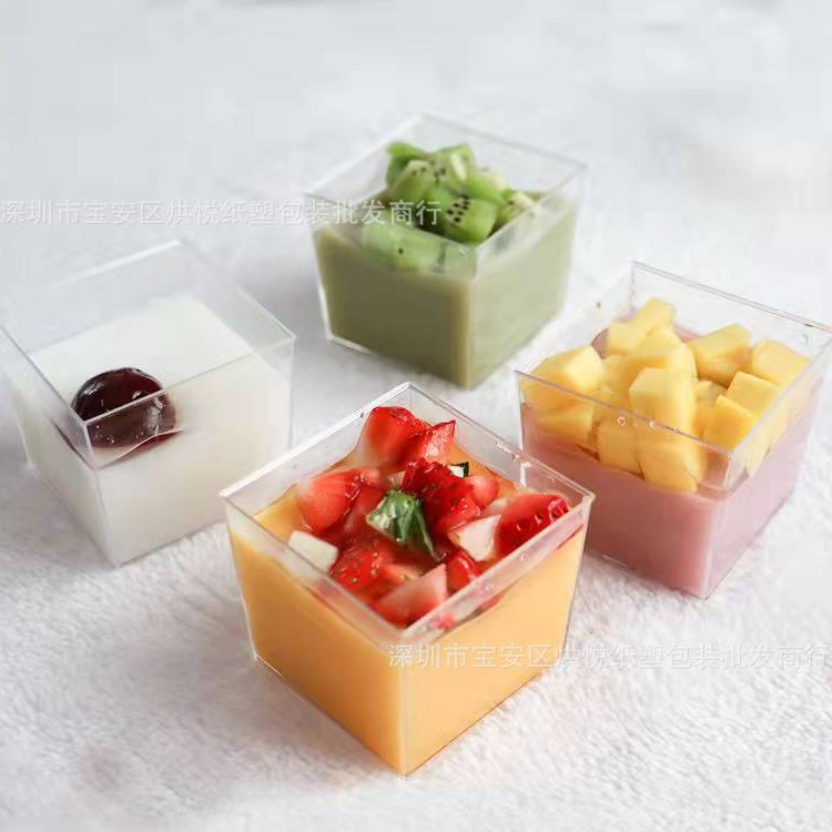 HOB_ Cup Pudding Transparan Dengan Tutup 150ml | Cake Cup | Cup Puding Kotak | Gelas Puding