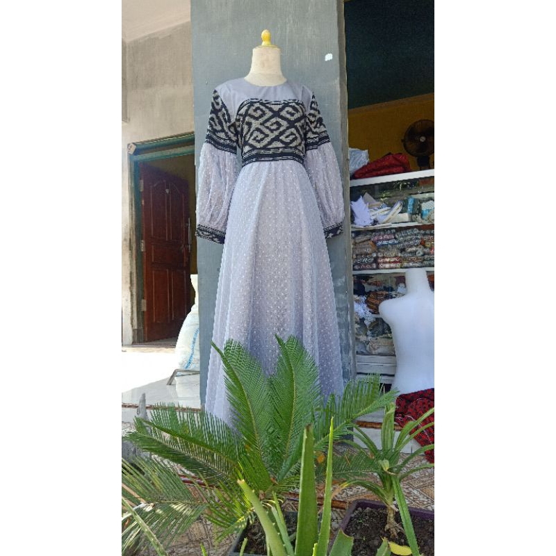 gamis songket kombinasi Tile dot