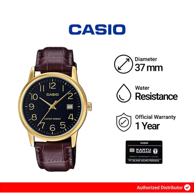 Jam Tangan Pria Casio MTP-V002GL-1BUDF / MTP-V002GL-1B Original