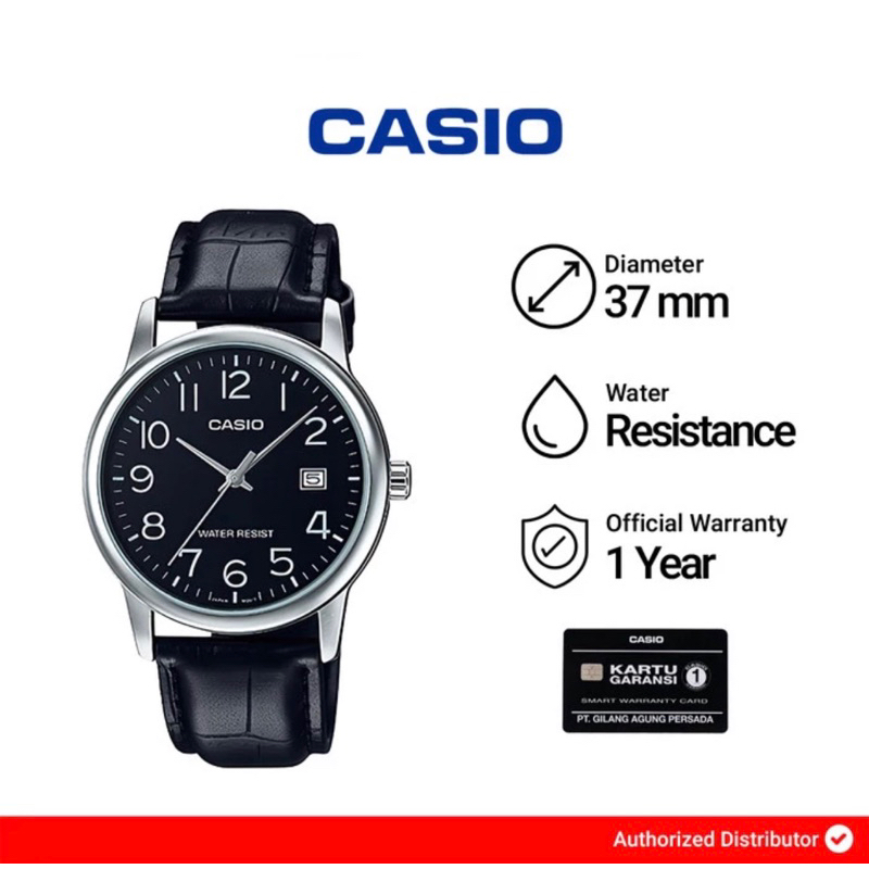 Jam Tangan Pria Casio MTP-V002L-1BUDF / MTP-V002L-1B Original