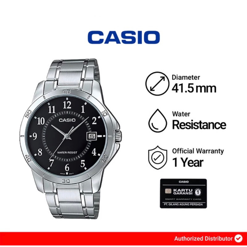Jam Tangan Pria Casio MTP-V004D-1BUDF / MTP-V004D-1B Original