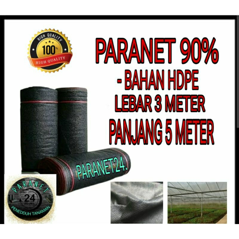 Paranet 90%/Jaring paranet 90%/Peneduh tanaman 90%, Lebar 3 Meter xPanjang 5 Meter