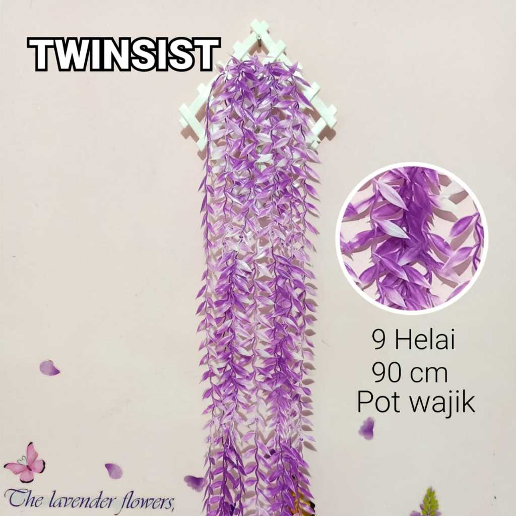 Tanaman Hias Daun Lee Kwan Yew Warna Plastik Palsu Artificial Juntai Gantung Dekorasi Dinding- Wajik