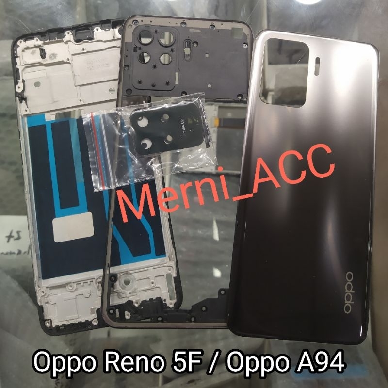 Kessing hausing fullset frame lcd Oppo Reno 5F / Oppo A94 Cessing hausing dan Frame tulang tengah