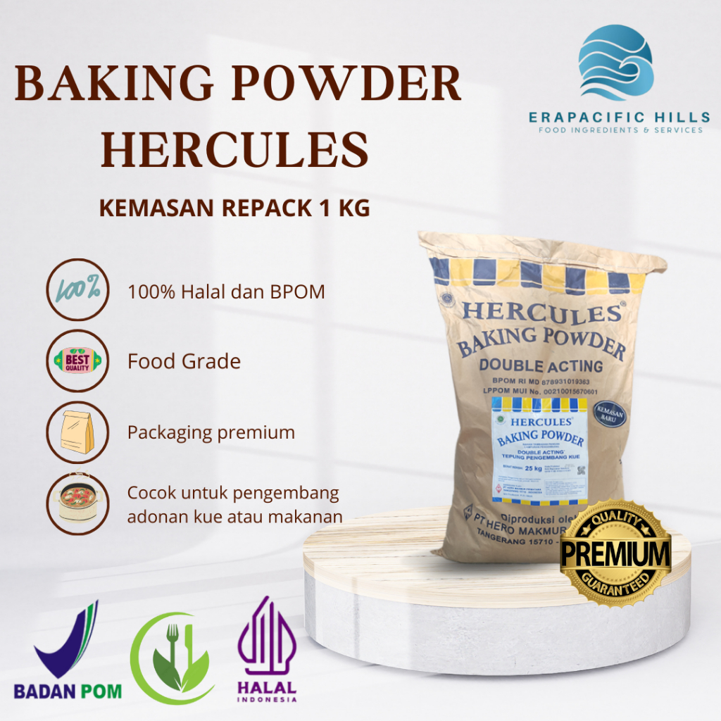 

Baking Powder Hercules / Double Acting Powder Repack 1 KG