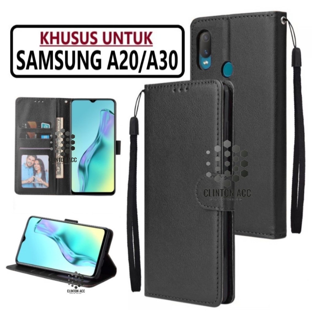 CASE SAMSUNG A20 A30 FLIP WALLET LEATHER DOMPET KULIT SOFTCASE PREMIUM FLIP COVER SARUNG BUKA TUTUP 