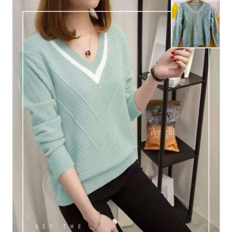 (PRELOVED) Preloved sweater mint wardah sage green turtle