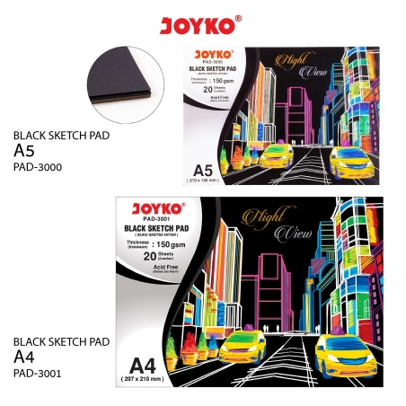 

BLACK SKETCH PAD JOYKO PAD 3000 DAN 3001 | BUKU GAMBAR SKETSA HITAM | 120 SHEETS | 150 GSM