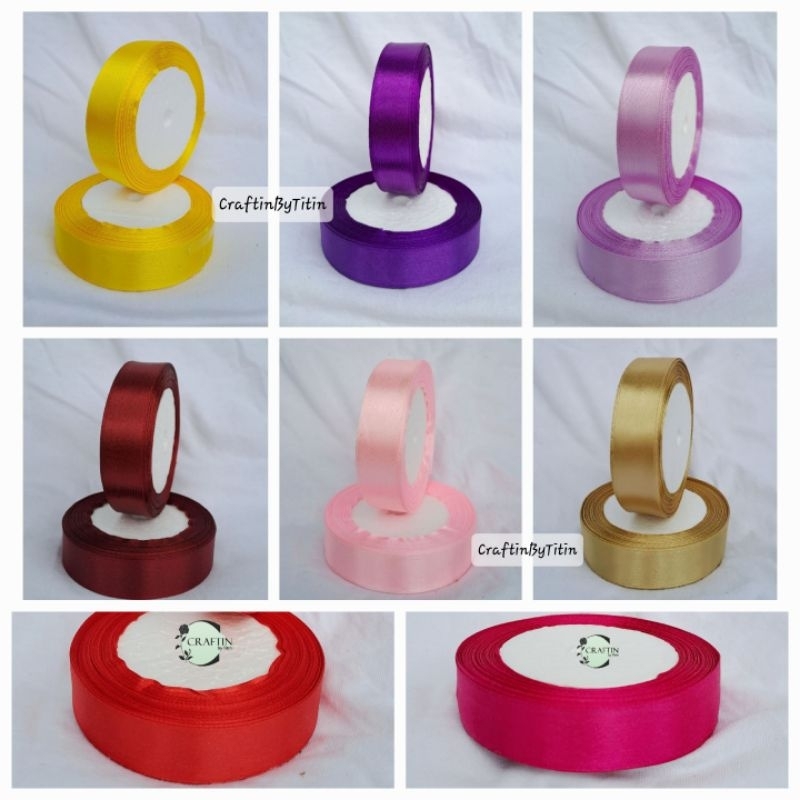 

Pita Satin 2 cm 3/4 inch harga per Meter / Pita Kain Glowsy / Pita Kado / Buket / Palembang
