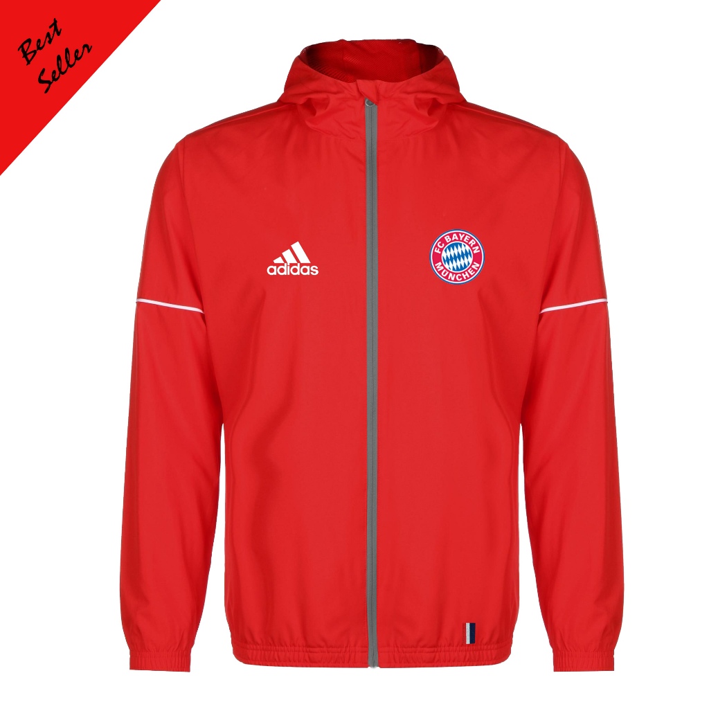 jaket taslan pria logo bayern munchen terbaru jacket pria kupluk jaket zipper murah jaket pria bombe