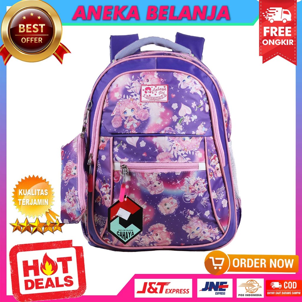 Tas Ransel Backpack Sekolah Anak Perempuan Motif Miku Cahaya My Melody Warna Ungu Lucu Imut Harga Ek