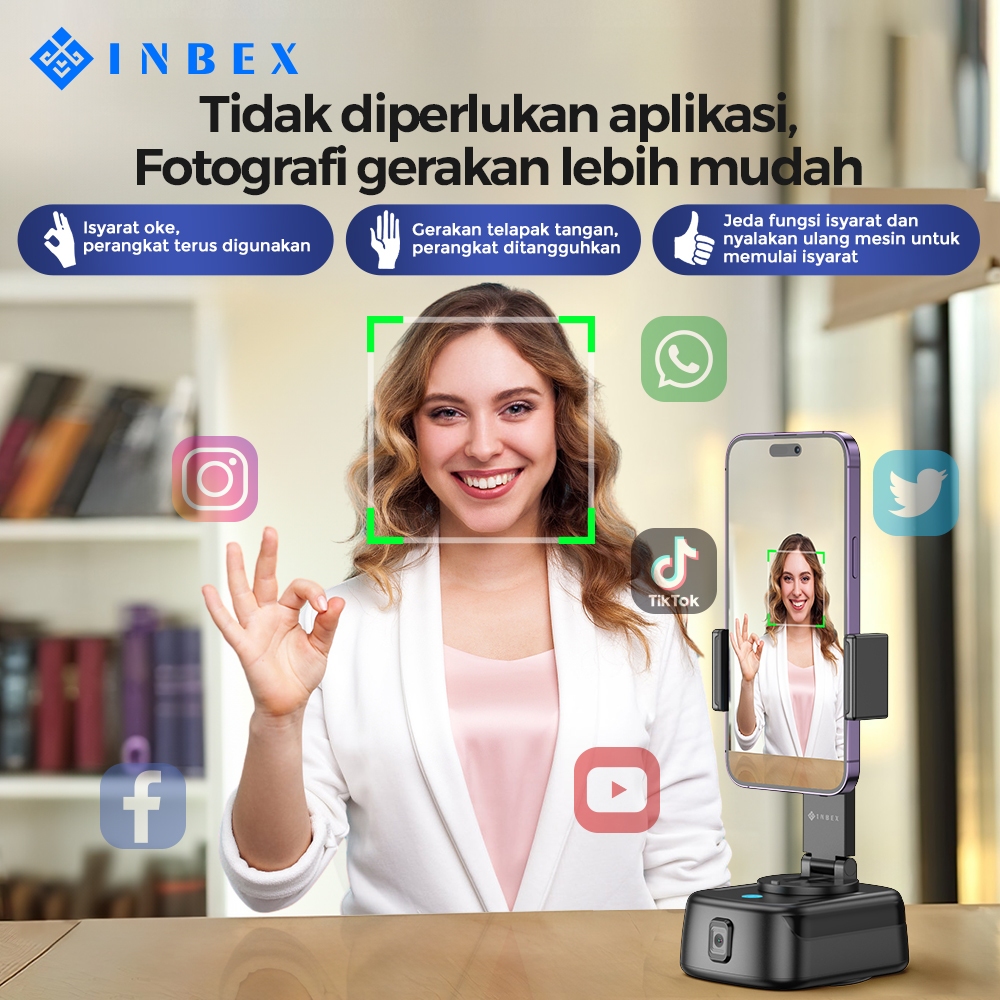 INBEX IG1 Gimbal Face Tracking Auto 360° Dengan Fungsi Powerbank  Kontrol Gerakan Handphone Gimbal-4