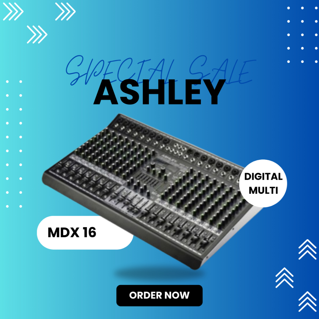 MIXER AUDIO ASHLEY MDX 16 / MDX16 / MDX-16 16 CHANNEL 16 MONO MIC LINE GARANSI RESMI ASHLEY