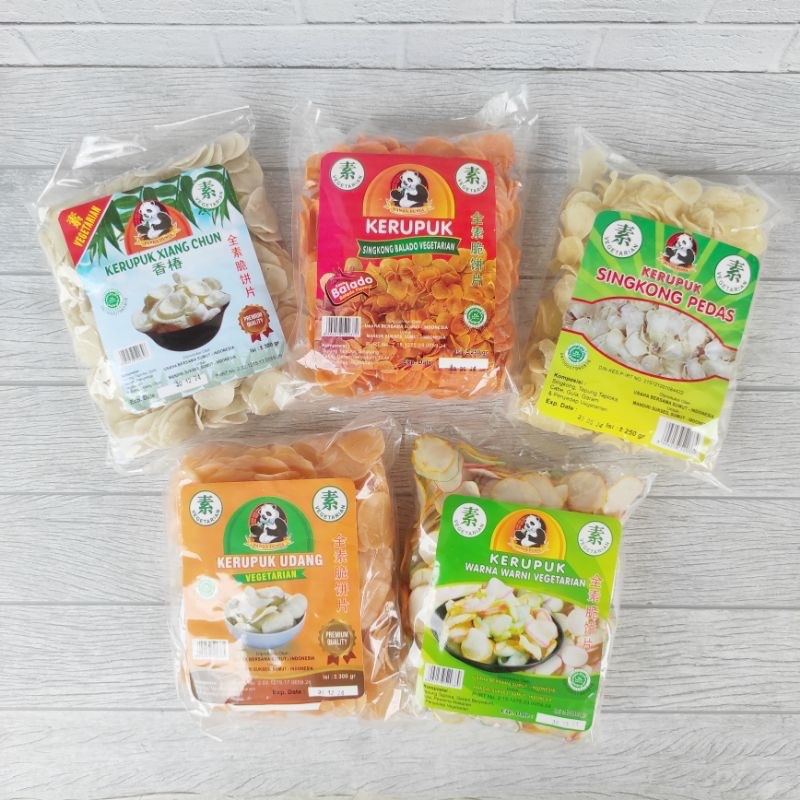 

Panda Dunia Kerupuk Vegetarian Singkong Warna Warni Udang Vegetarian Vegan Opak Xiang Chun Singkong Pedas Balado Keripik Vege Vegan Imlek Healthy Snack