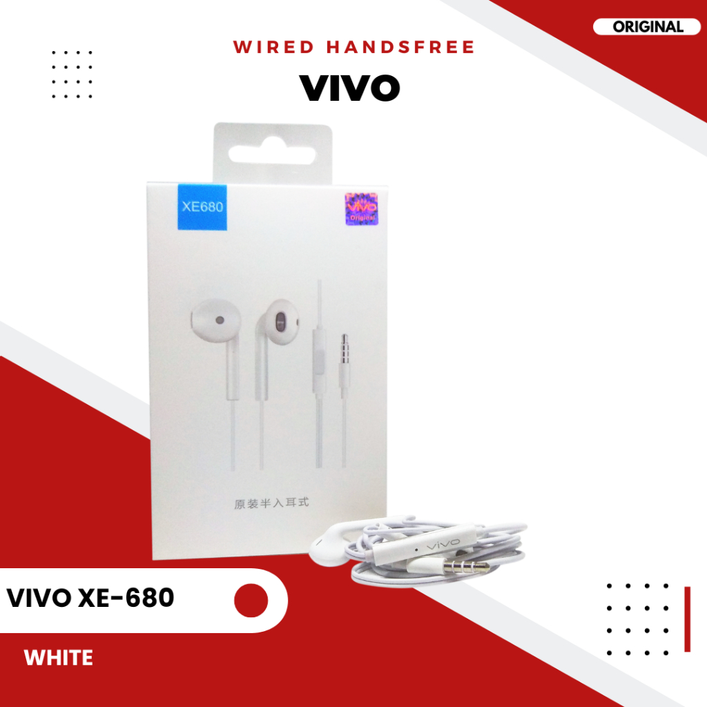 Headset Vivo Xe-680 Handsfree Earphone Vivo With Mic Xe680 - White