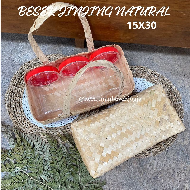 READY BESEK JINJING 15X30 NATURAL | besek jogja besek kue kering besek hampers lebaran toples bambu 