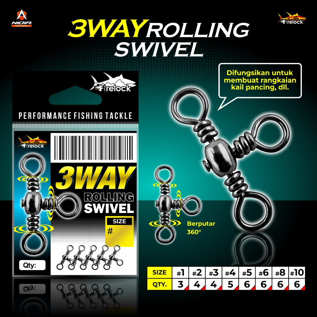 Firelock Three Way Rolling Swivel | Swivel Kili-kili Cabang 3
