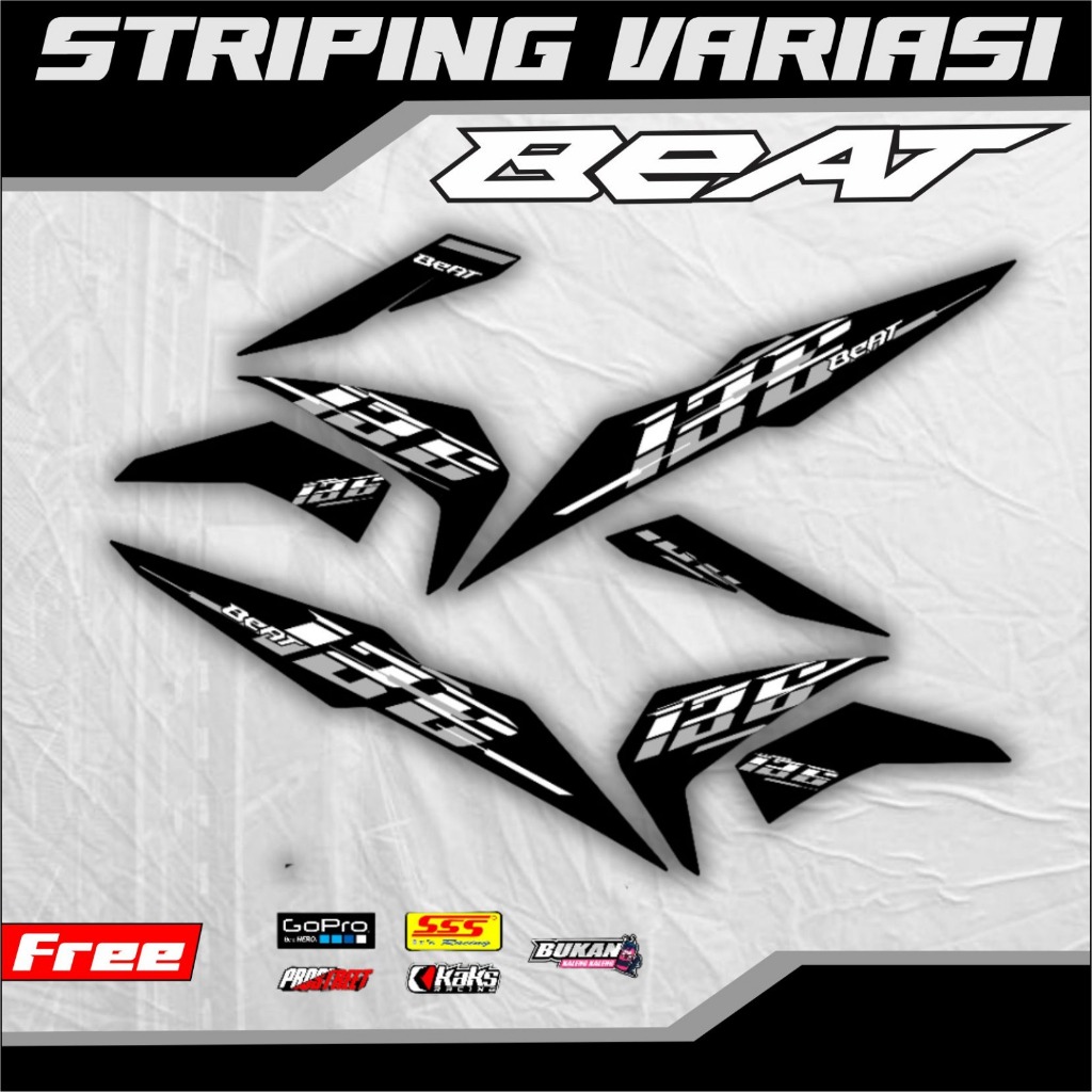 STRIPING Beat Fi New Esp 2017 2018 2019 variasi warna HItam Sticker Stiker motor Beat Motif Design V