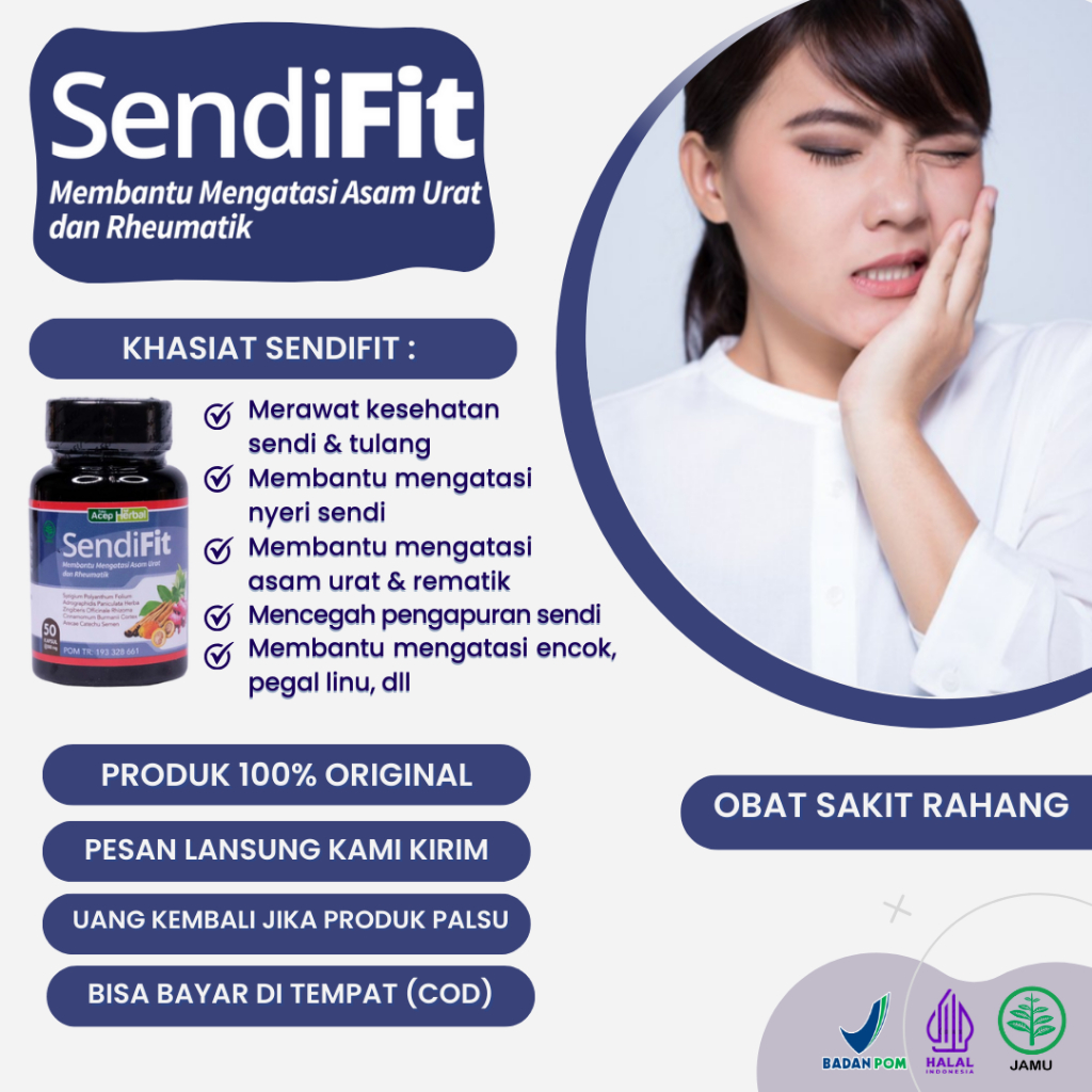 SendiFit Kapsul 100% Original - Obat Sakit Rahang, Rahang Bergeser, Rahang Bengkak, Cedera Rahang, S