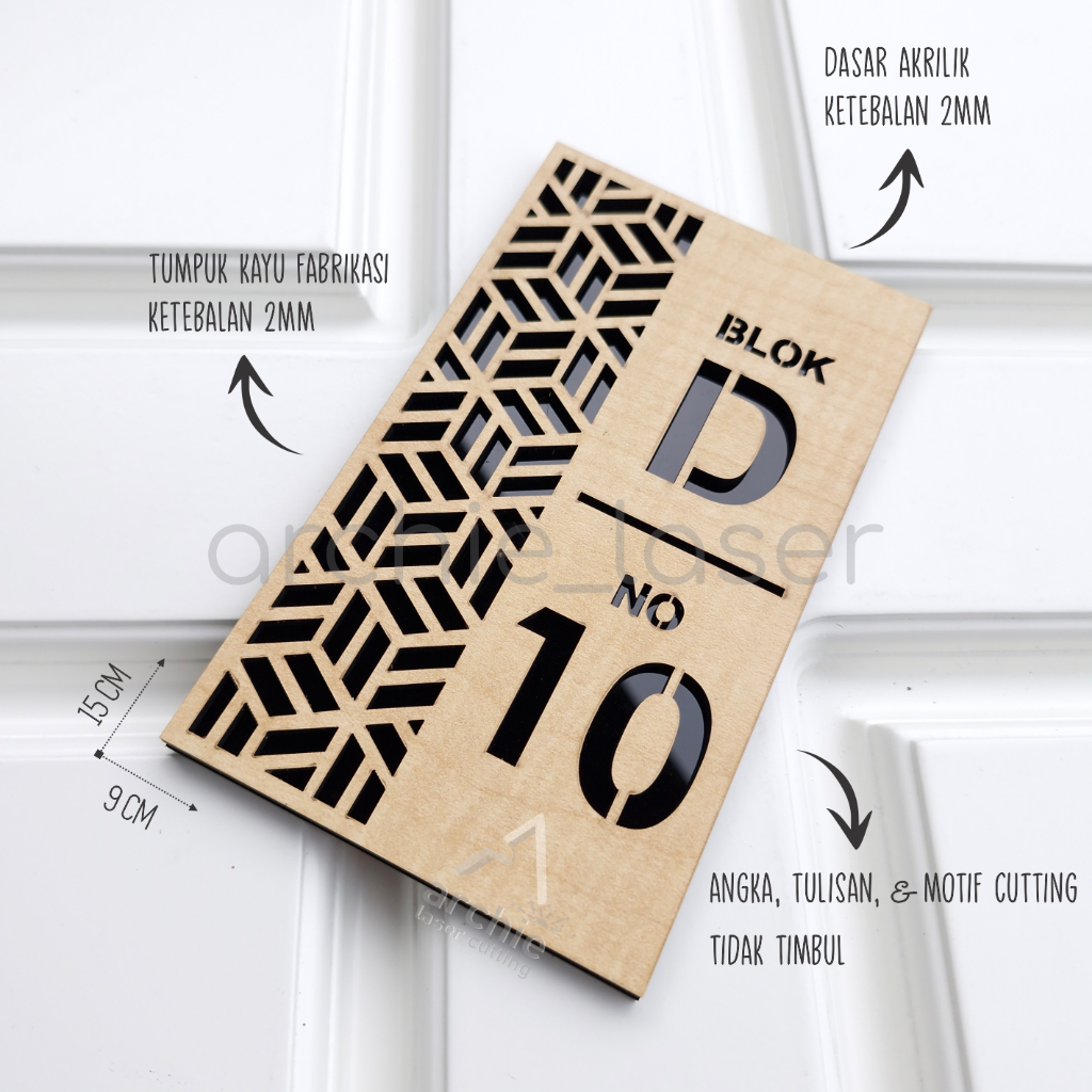Nomor Rumah Kayu Kombinasi Acrylic Hotel / Guest House / Villa / Penginapan / Kost