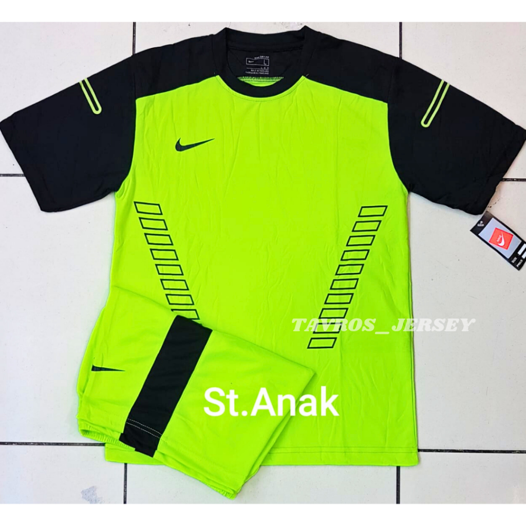 COD SETELAN FUTSAL ANAK-ANAK NIKE DRI-FIT TERBARU JERSEY TIM SEPAK BOLA HIJAU STABILO NEON TERANG HI