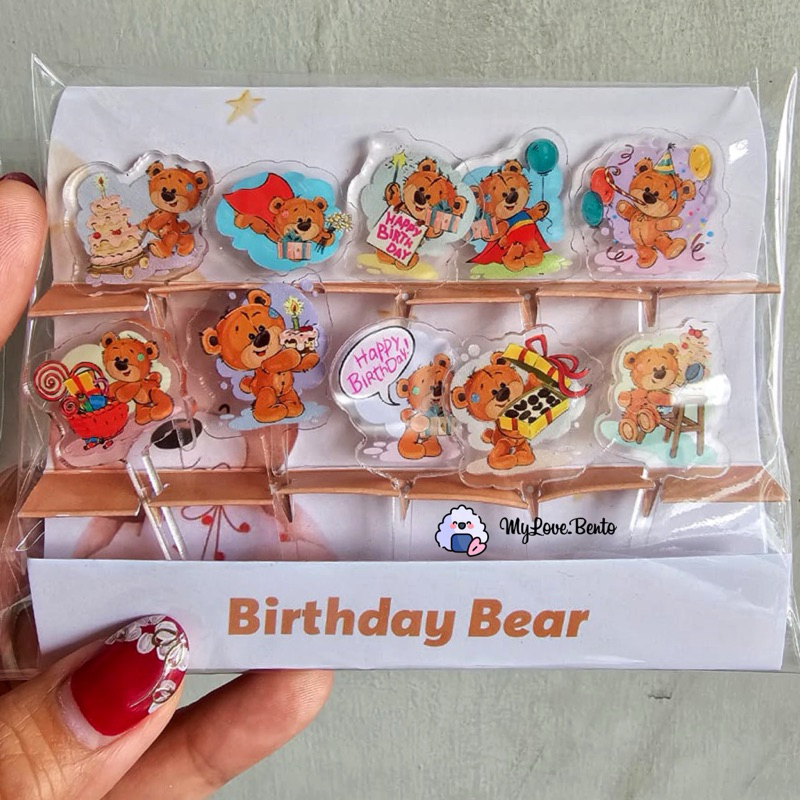 Tusukan Bento Birthday Bear Food Picks Fruit Fork Animals