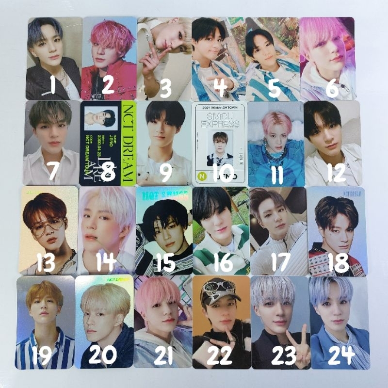 photocard pc nct dream Jeno sanrio spao glimo 4x6 kihno we boom hello future withfans starry daydream selca id dream show mini pouch sg22 smtown&amp;store pass card smcu rex locamoblility sg22 photopack resonance hot sauce we go up holo candylab v4 universe