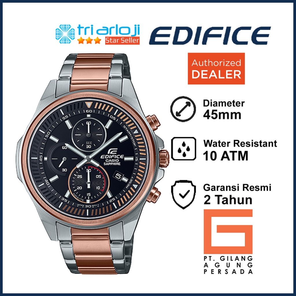 Casio Edifice EFR-S572GS-1AVUDF Jam Tangan Pria Analog Sapphire Rosegold EFR-S572GS-1A EFR-S572GS EF