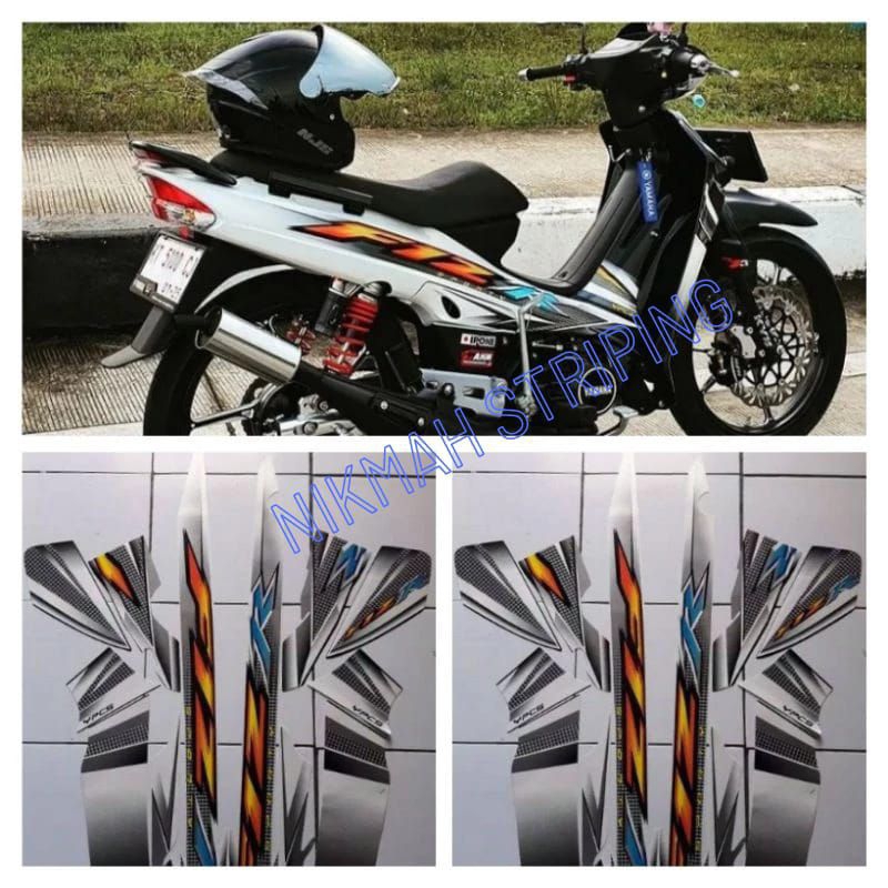Striping stiker yamaha fiz R 2004 fullset putih hitam
