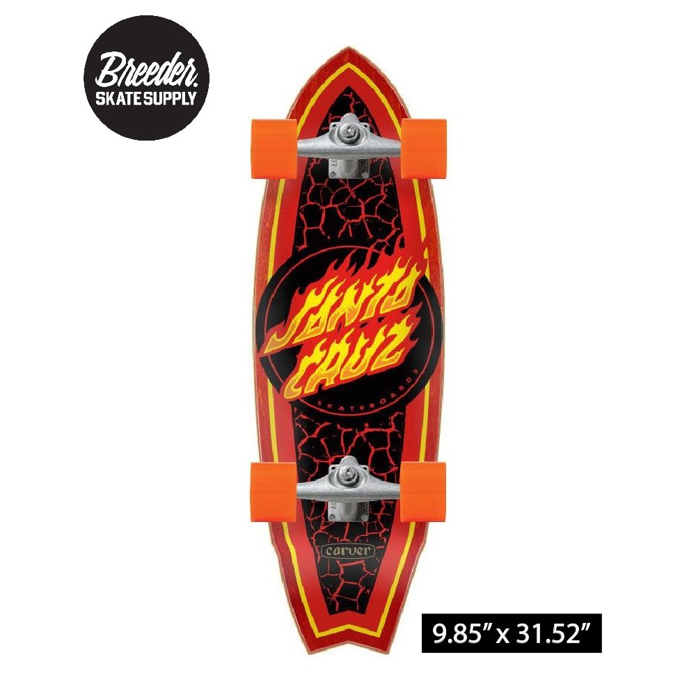 Santa Cruz Flame Dot Shark Carver Surfskate 9.85" X 31.52"