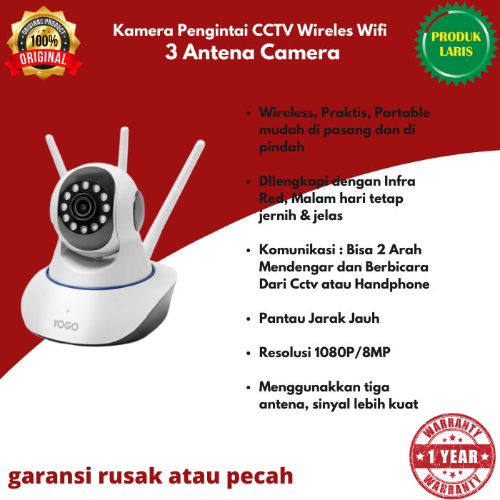 Kamera Cctv V380 1080p HD Kamera Pengintai CCTV Wireles Wifi 3 Antena Camera - IP CAM - CCTV V380 Pr