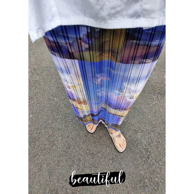 Pleatsonifikasi - Rok Plisket Panjang Lurus Bermotif - Pleated Skirt