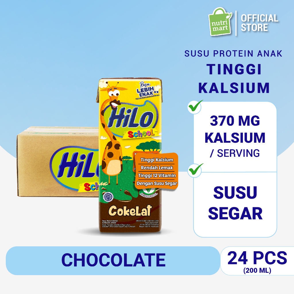 

1212 BIG SALE FASION 1 Karton HiLo School UHT Chocolate Ready To Drink RTD 2 ml 24 pcs Susu Tinggi Kalsium Rendah Lemak serbuuu