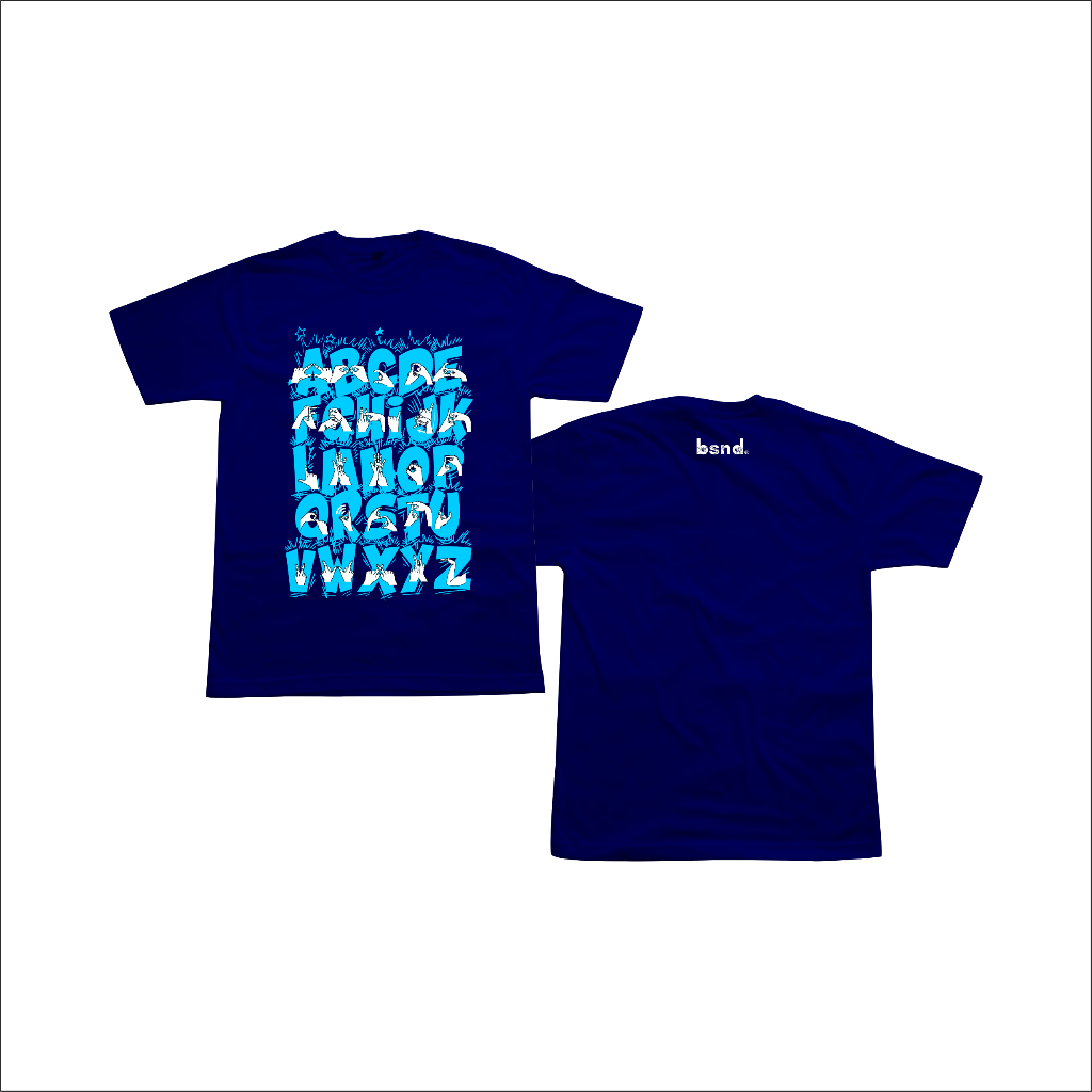 Kaos Bisindo Abjad Biru Cotton Combed 30s