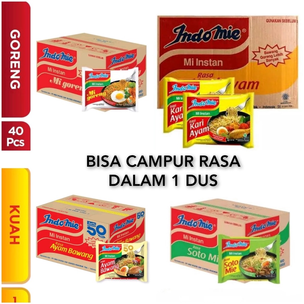 

BRANDS FESTIVAL SB Collection Indomie Goreng Indomie Soto Indomie Ayam Bawang Kari 1 karton 1 Dus isi 4 Pcs Bisa Campur grosir