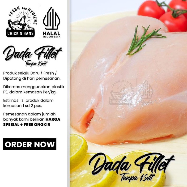 

Termurah Daging Ayam Dada Fillet Boneless Tanpa Kulit