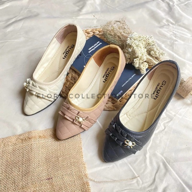 Flora Sepatu Flat Shoes Wanita Clarita Non Slip Sol Karet
