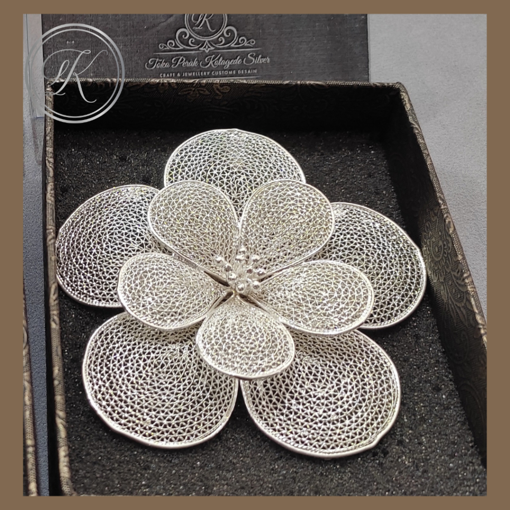 Bros kebaya modern Bros baju mewah  Bros bunga besar Bros silver Bros premium 2in1