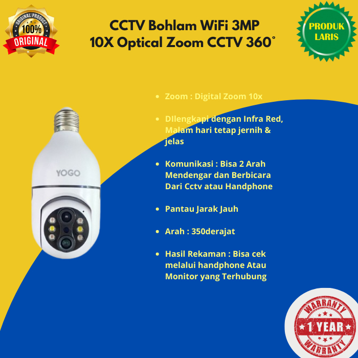 Cctv mini tersembunyi tanpa kabel Bohlam Lampu v380 outdoor indoor Bohlam WiFi 3MP 10X Optical Zoom 